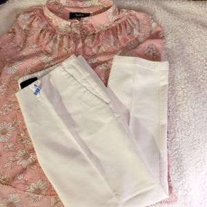 High waisted white pants